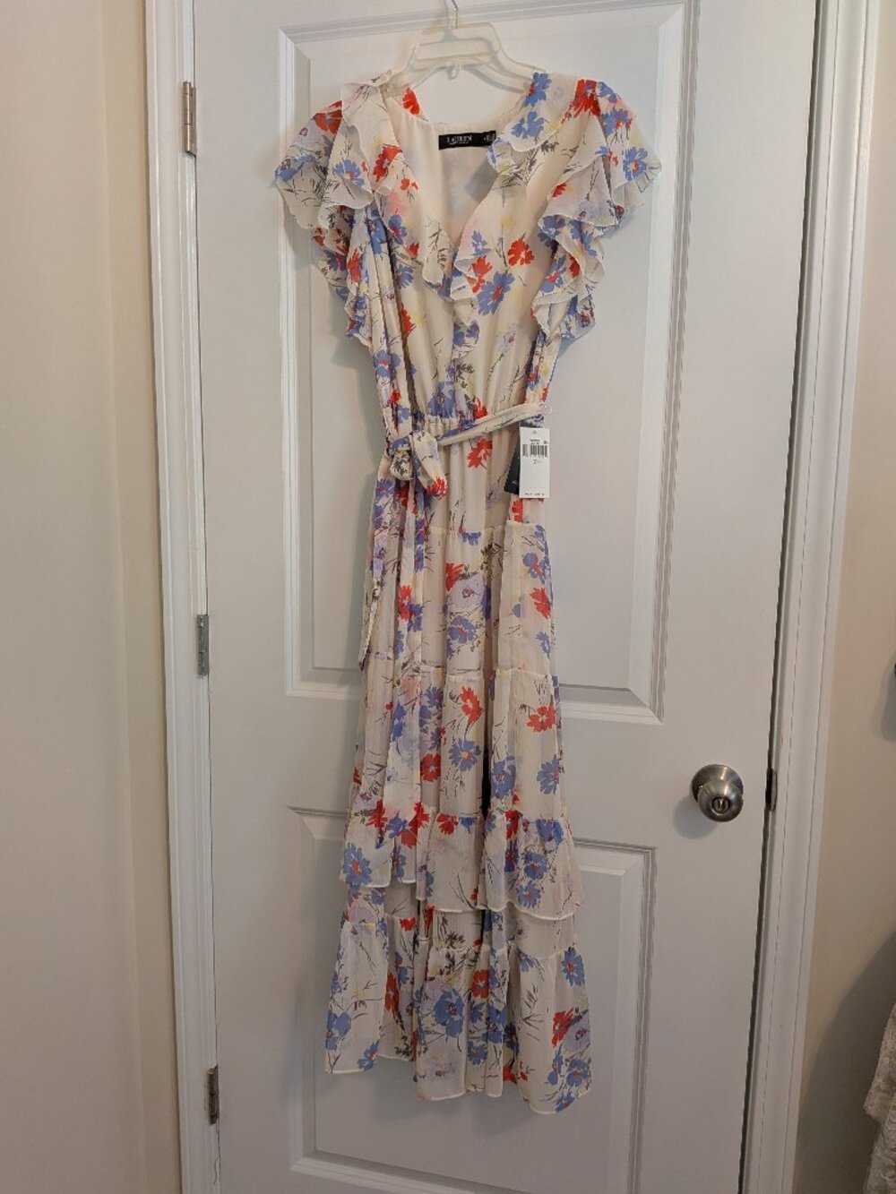 Lauren Ralph Lauren Floral Ruffle Trim Georgette Gown NWT Size 4